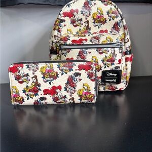 Disney Loungefly Princess Tattoo Mini Backpack & matching wallet.